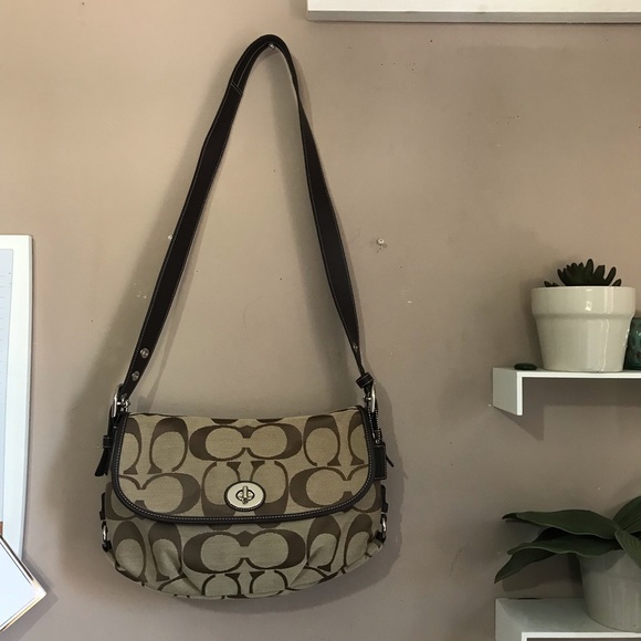 SOLDCOACH Beige/Brown Signature Jacquard Crossbody - Picture 3 of 8